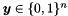 $ \boldsymbol y \in \{ 0,1 \}^n $