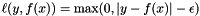 $\ell(y,f(x)) = \max(0,|y-f(x)|-\epsilon)$